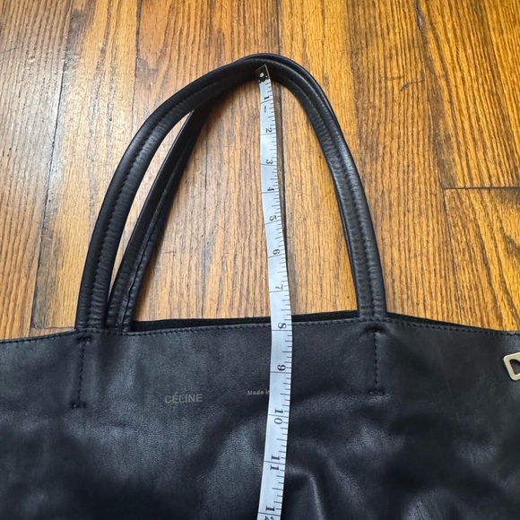 Celine Horizontal Zipper Gusset Cabas Black Lambskin Leather Totes Handbag - Picture 14 of 14
